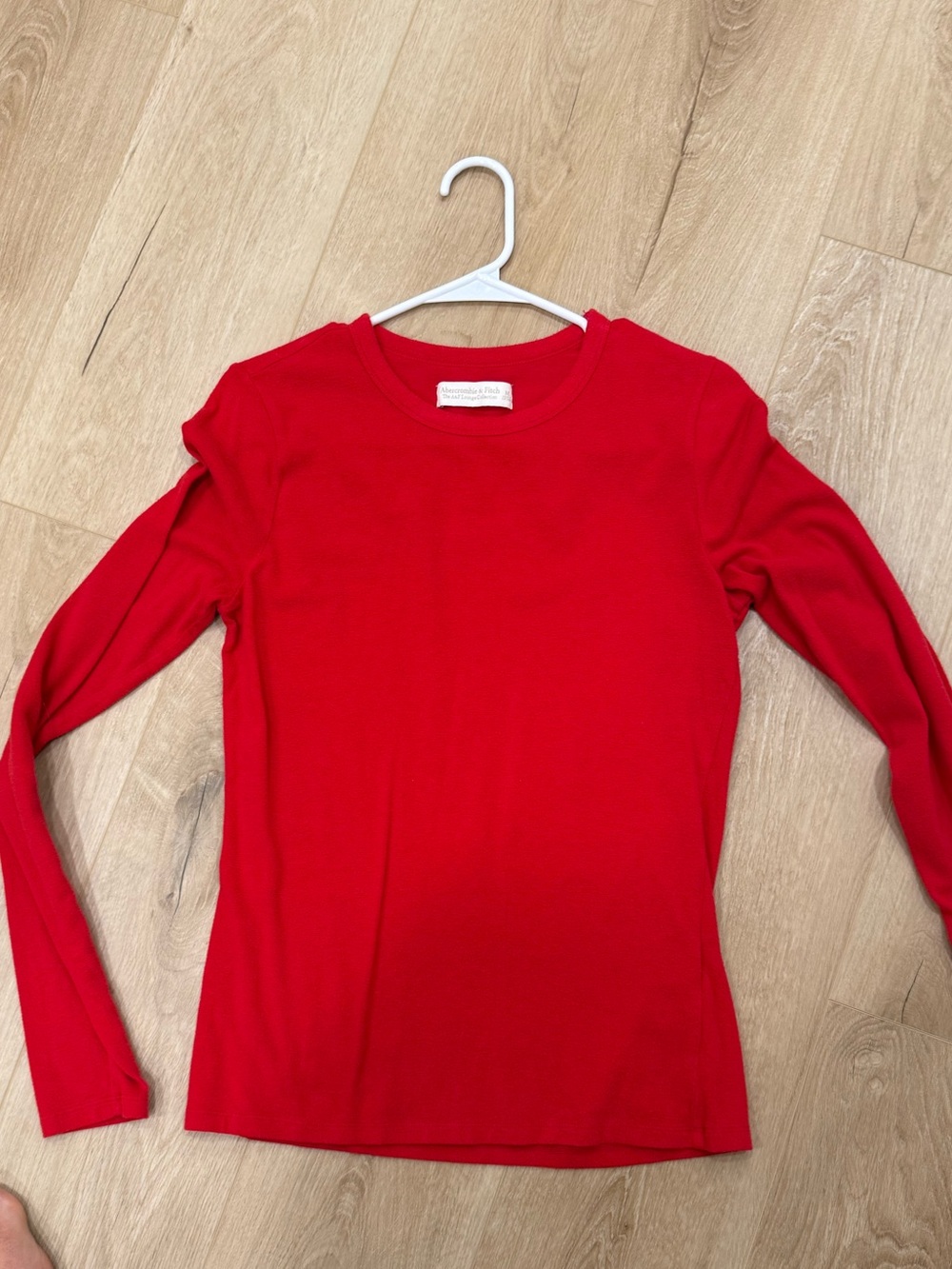 Abercrombie & Fitch Bright Red Long Sleeve Crewneck Top